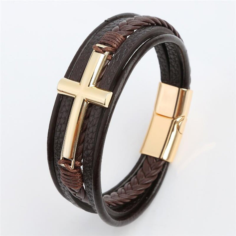PULSEIRA-MASCULINA-DE-COURO-ARKIN-VANGUARD-MARROM-DOURADO