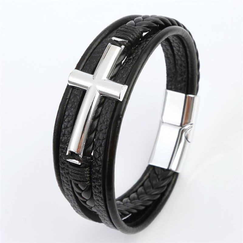 PULSEIRA-MASCULINA-DE-COURO-ARKIN-VANGUARD-PRETA-PRATA