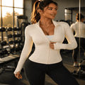 Jaqueta Fitness Feminina slim gola alta branca