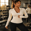 Jaqueta Fitness Feminina slim gola alta branca